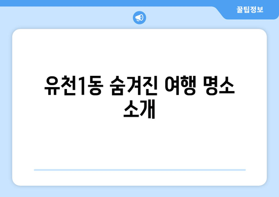 유천1동 숨겨진 여행 명소 소개