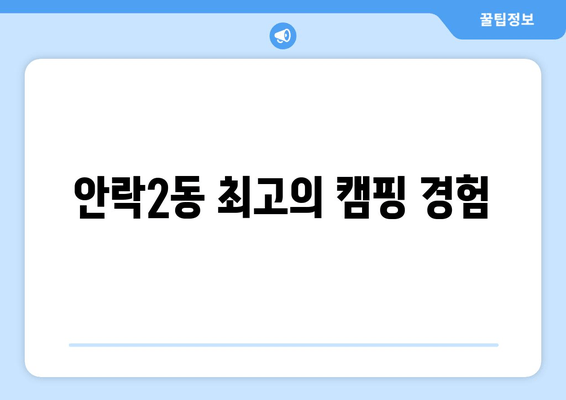 안락2동 최고의 캠핑 경험