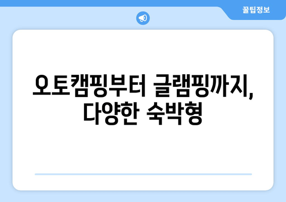 오토캠핑부터 글램핑까지, 다양한 숙박형