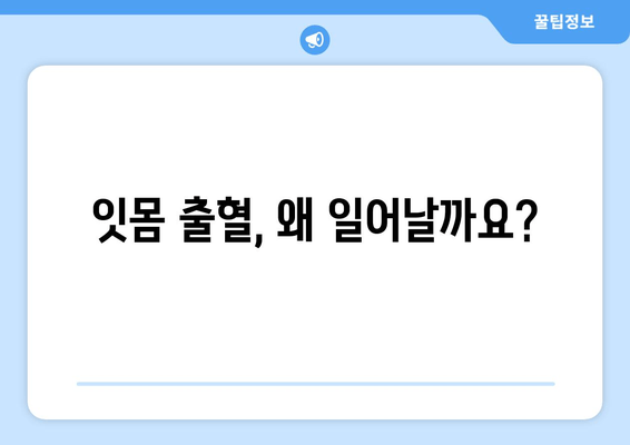 잇몸 출혈, 더 이상 참지 마세요! | 치은 출혈 원인과 치료 방법 완벽 가이드