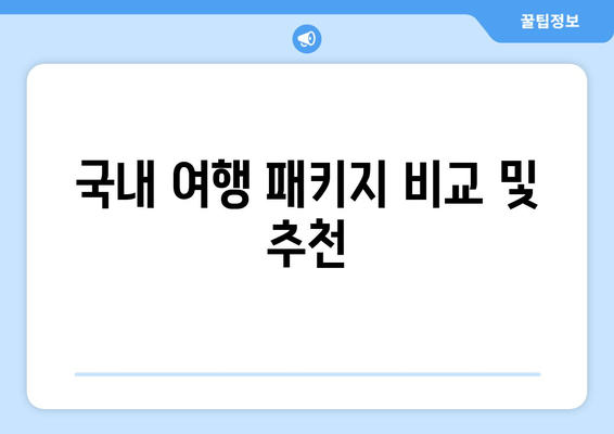 국내 여행 패키지 비교 및 추천