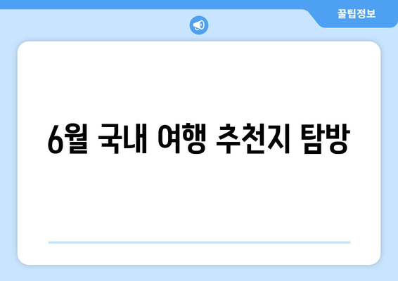 6월 국내 여행 추천지 탐방