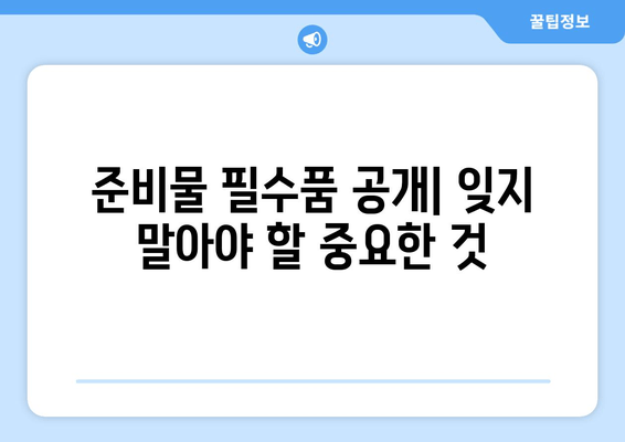 준비물 필수품 공개| 잊지 말아야 할 중요한 것