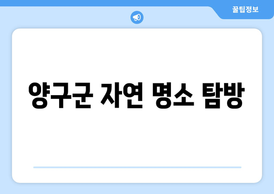 양구군 자연 명소 탐방