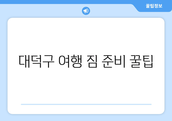 대덕구 여행 짐 준비 꿀팁