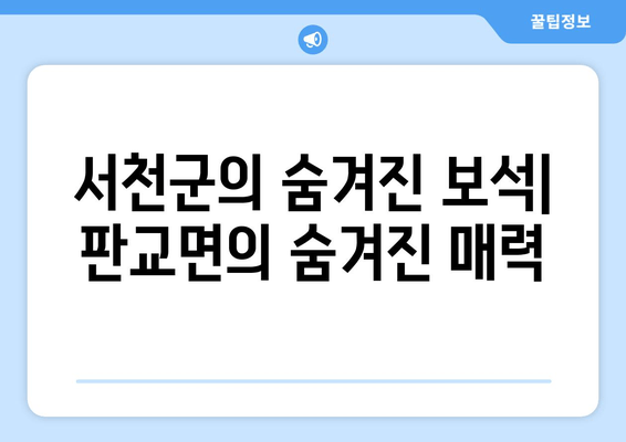 서천군의 숨겨진 보석| 판교면의 숨겨진 매력