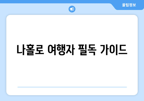 나홀로 여행자 필독 가이드