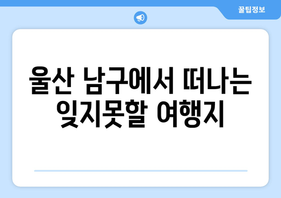 울산 남구에서 떠나는 잊지못할 여행지