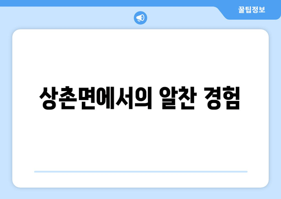 상촌면에서의 알찬 경험