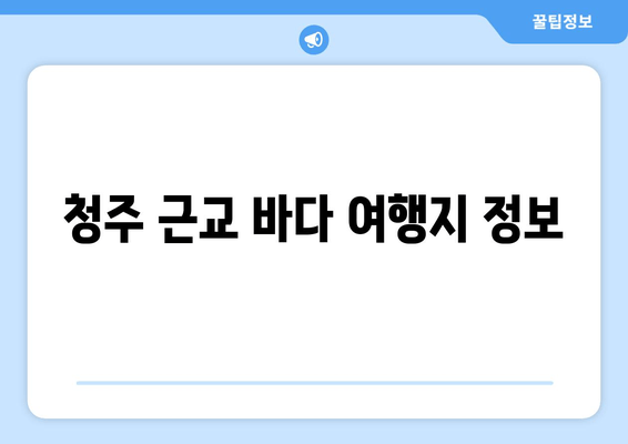 청주 근교 바다 여행지 정보