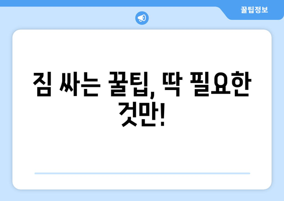 짐 싸는 꿀팁, 딱 필요한 것만!