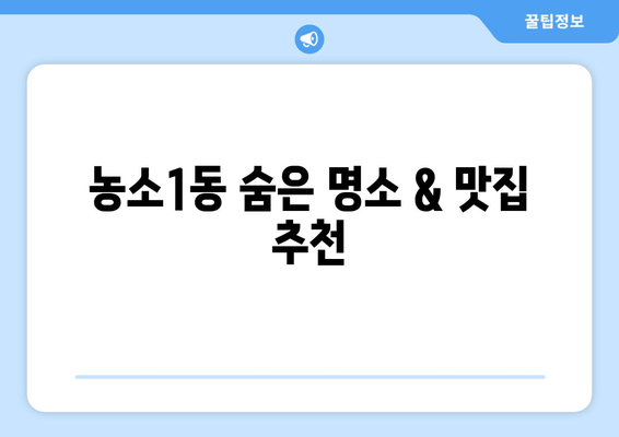 농소1동 숨은 명소 & 맛집 추천