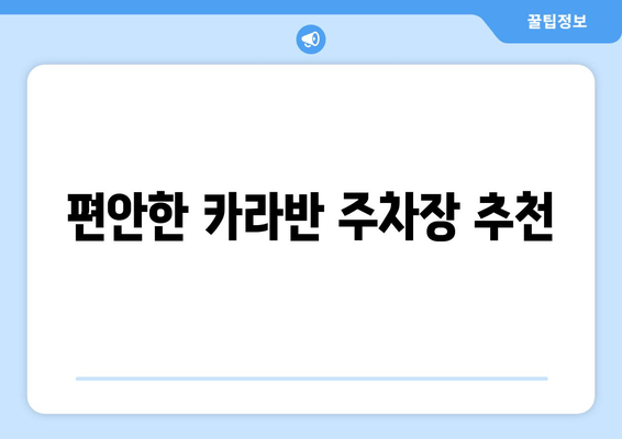 편안한 카라반 주차장 추천