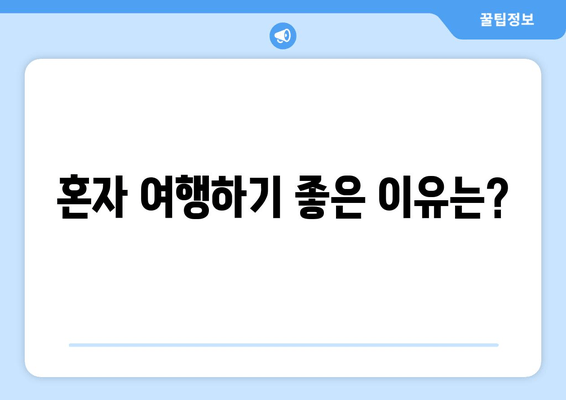 혼자 여행하기 좋은 이유는?