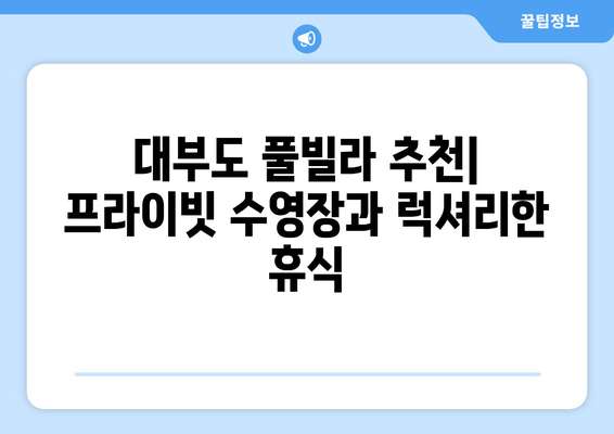 대부도 풀빌라 추천| 프라이빗 수영장과 럭셔리한 휴식을 즐기세요 | 개인 수영장, 풀빌라, 대부도 여행, 가족 여행