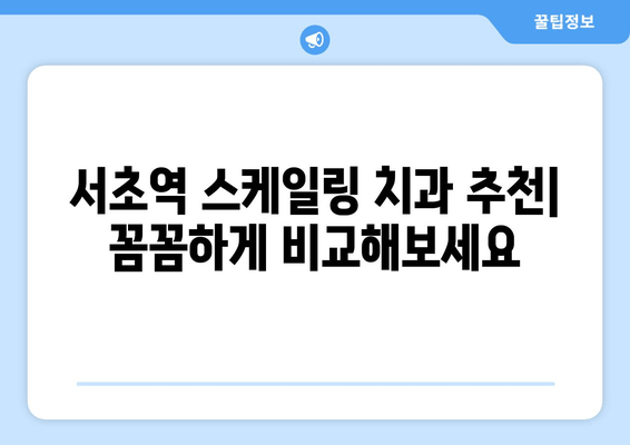서초역 스케일링 치료| 시작부터 완료까지 | 치과 추천, 비용, 후기, 예약