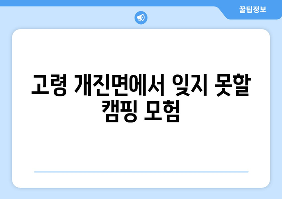 고령 개진면에서 잊지 못할 캠핑 모험