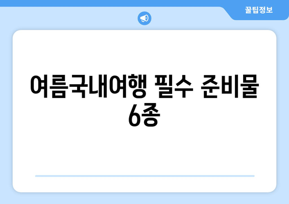 여름국내여행 필수 준비물 6종