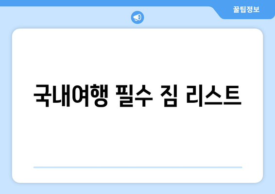 국내여행 필수 짐 리스트