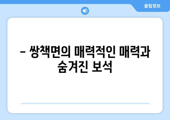 - 쌍책면의 매력적인 매력과 숨겨진 보석