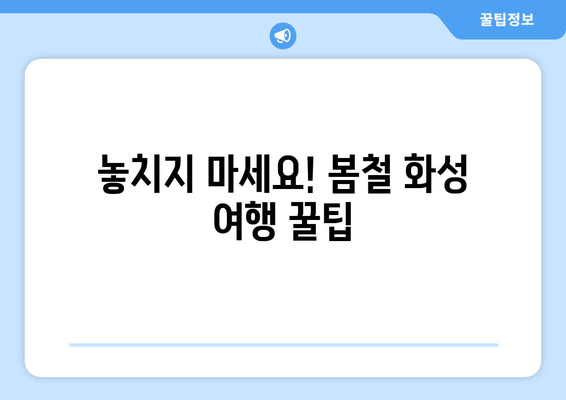 놓치지 마세요! 봄철 화성 여행 꿀팁