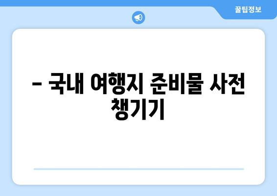 - 국내 여행지 준비물 사전 챙기기