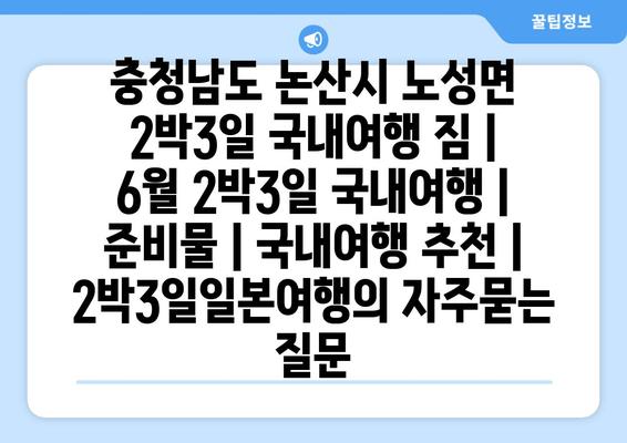 충청남도 논산시 노성면 2박3일 국내여행 짐 | 6월 2박3일 국내여행 | 준비물 | 국내여행 추천 | 2박3일일본여행