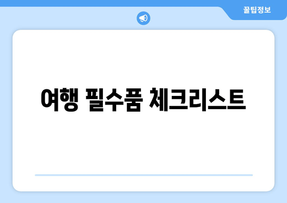 여행 필수품 체크리스트