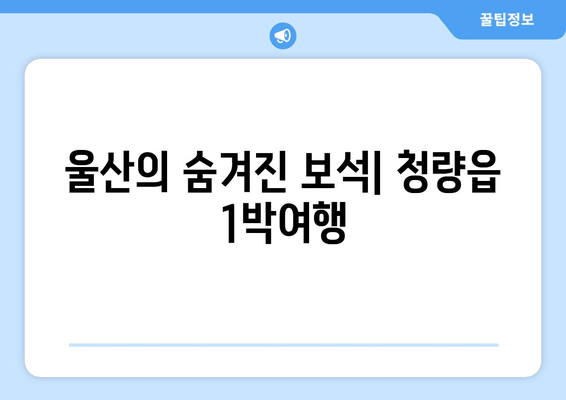 울산의 숨겨진 보석| 청량읍 1박여행