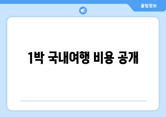 1박 국내여행 비용 공개