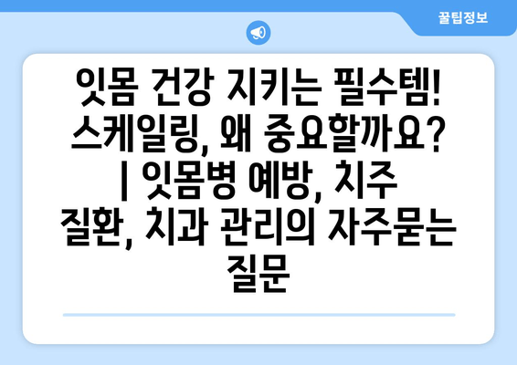 잇몸 건강 지키는 필수템! 스케일링, 왜 중요할까요? | 잇몸병 예방, 치주 질환, 치과 관리