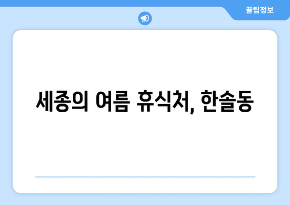 세종의 여름 휴식처, 한솔동