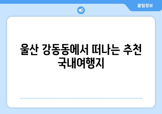 울산 강동동에서 떠나는 추천 국내여행지