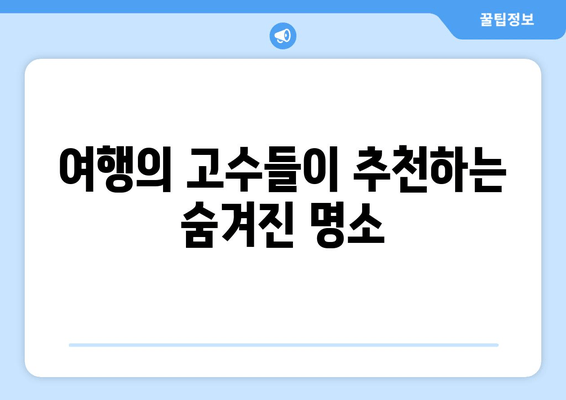 여행의 고수들이 추천하는 숨겨진 명소