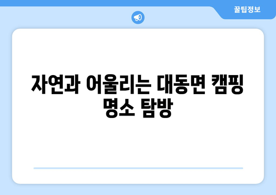 자연과 어울리는 대동면 캠핑 명소 탐방