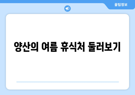 양산의 여름 휴식처 둘러보기