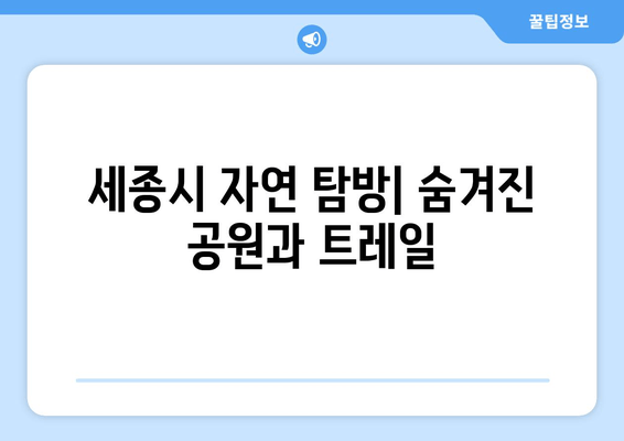 세종시 자연 탐방| 숨겨진 공원과 트레일