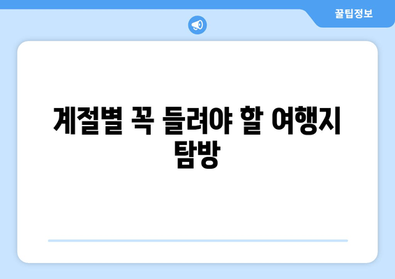 계절별 꼭 들려야 할 여행지 탐방