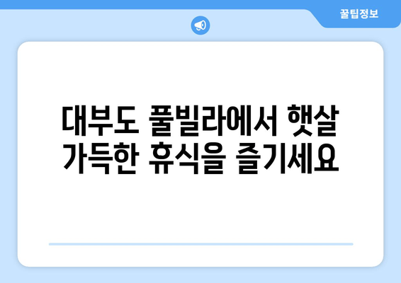 대부도 풀빌라 럭셔리 휴식 완벽 가이드 | 햇살, 수영장, 프라이빗 파티 즐기기