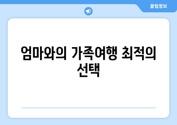 엄마와의 가족여행 최적의 선택