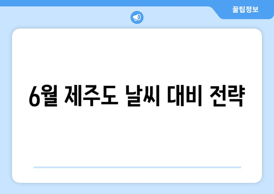 6월 제주도 날씨 대비 전략