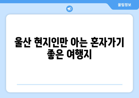 울산 현지인만 아는 혼자가기 좋은 여행지