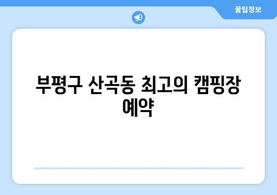 부평구 산곡동 최고의 캠핑장 예약