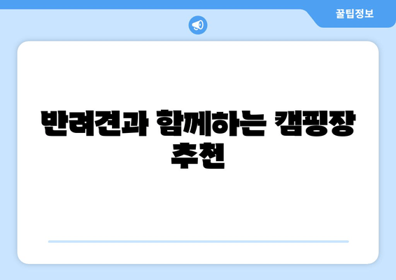 반려견과 함께하는 캠핑장 추천