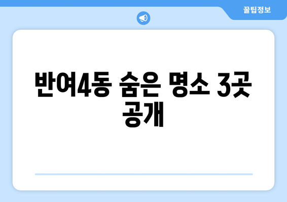 반여4동 숨은 명소 3곳 공개