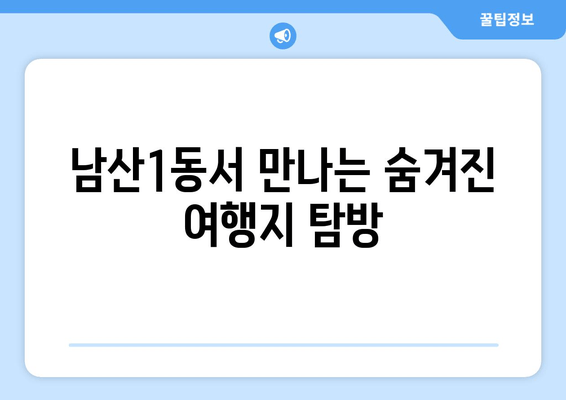 남산1동서 만나는 숨겨진 여행지 탐방