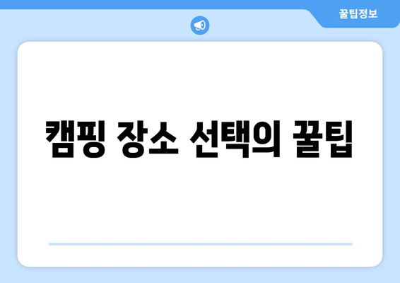 캠핑 장소 선택의 꿀팁