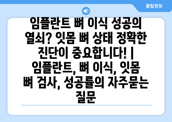 임플란트 뼈 이식 성공의 열쇠? 잇몸 뼈 상태 정확한 진단이 중요합니다! | 임플란트, 뼈 이식, 잇몸 뼈 검사, 성공률