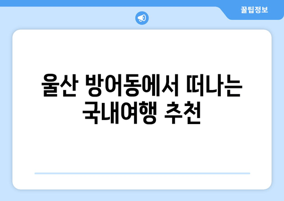 울산 방어동에서 떠나는 국내여행 추천