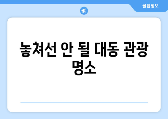 놓쳐선 안 될 대동 관광 명소